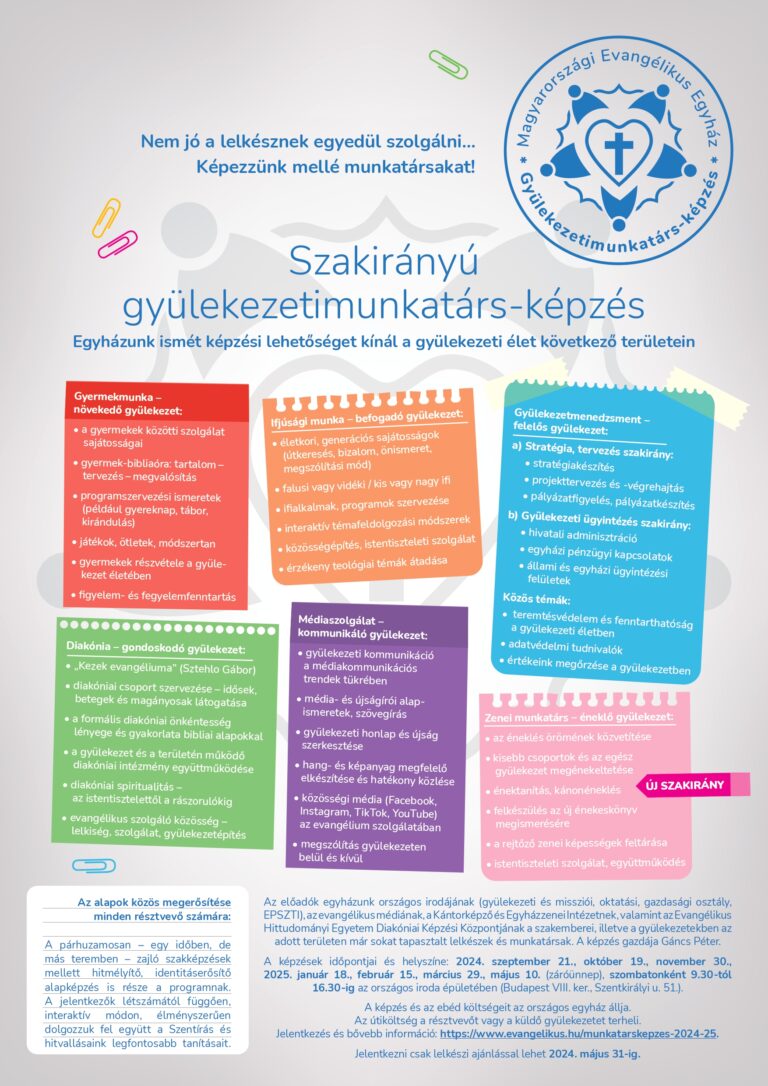 Read more about the article Gyülekezetimunkatárs-képzés 2024/25