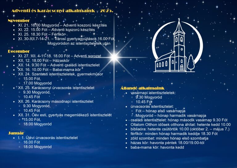 Read more about the article Adventi időszak gyülekezetünkben 2025