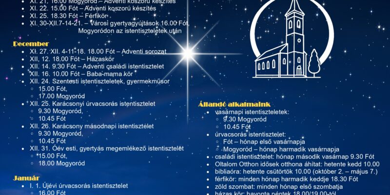 Adventi időszak gyülekezetünkben 2025
